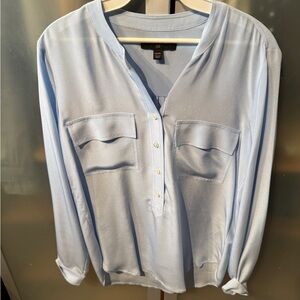 Banana Republic Silk Blue V-Neck Blouse